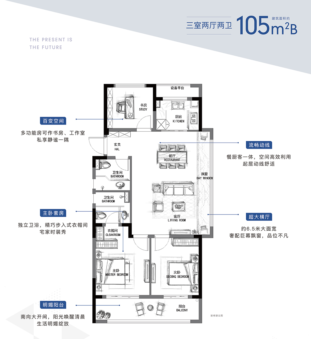 建面约105㎡（B）户型 