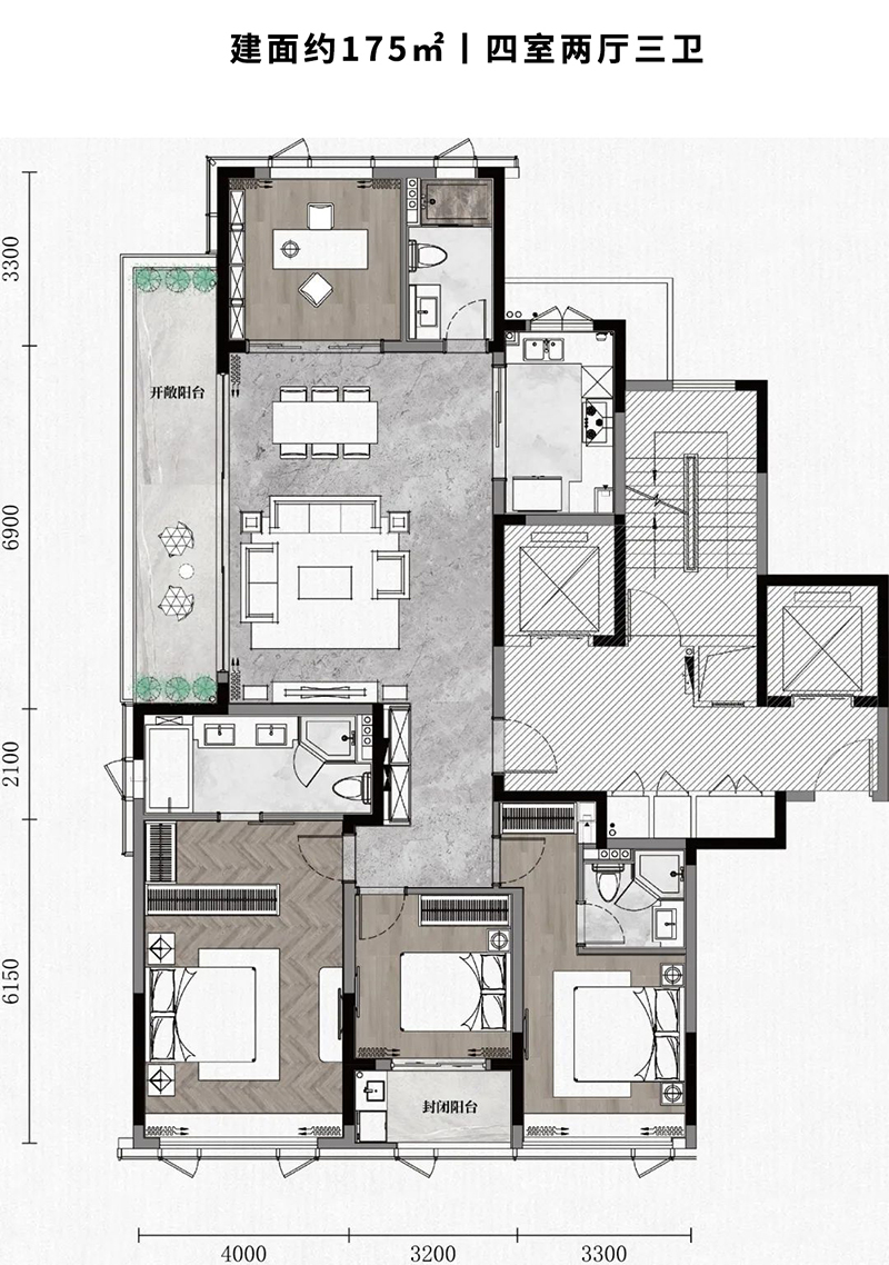 建面约175㎡B户型