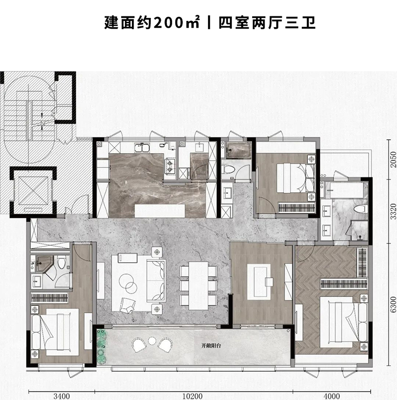 建面约200㎡D户型